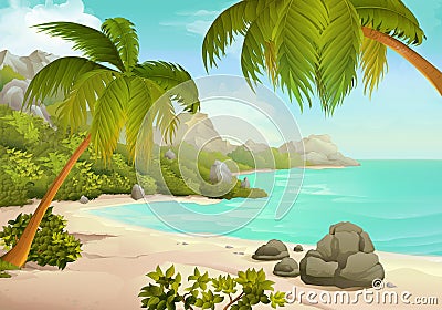 Tropical beach vector background Vector Illustration