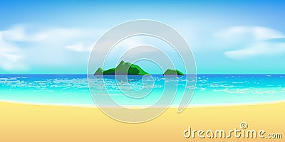 Tropical beach view Vector Illustration