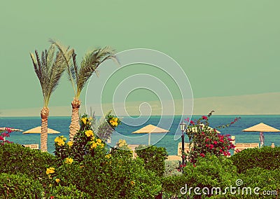 Tropical beach - vintage retro style Stock Photo