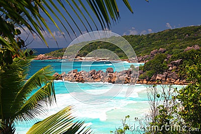 Tropical beaches Petit Anse and Grand Anse, La Dig Stock Photo