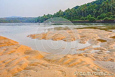 Tropical Betul Beach at low tide in Goa, India Stock Photo