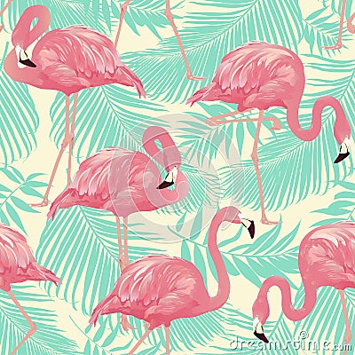 Tropical Bird Flamingo Background Vector Illustration