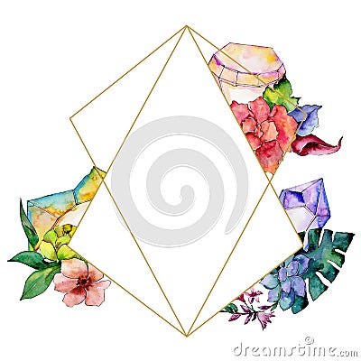 Tropical bouquet flower. Floral botanical flower. Frame border ornament square. Stock Photo