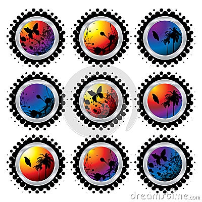 Tropical button Vector Illustration