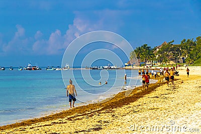 Tropical Caribbean beach Sportsman racer jogger Playa del Carmen Mexico Editorial Stock Photo