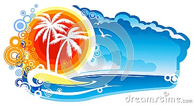 Tropical Coastline Emblem Vector Illustration