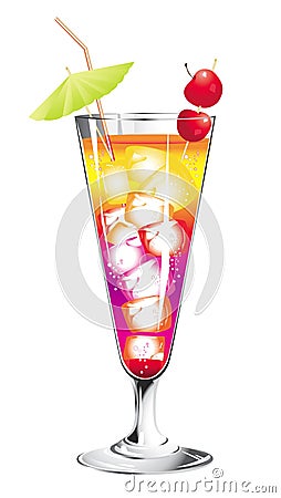 Tropical cocktail Vector Illustration