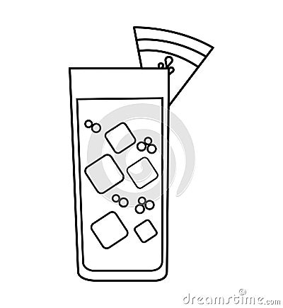 tropical cocktail glass isolated icon Cartoon Illustration