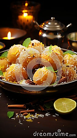 Tropical crunch Tangy, crispy kacha aam ke ladoo, a tropical treat Stock Photo