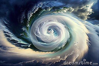 tropical cyclone, with view of the clouds swirling in the wind Stock Photo