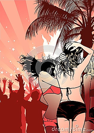 Tropical Dance After party Vector Illustration