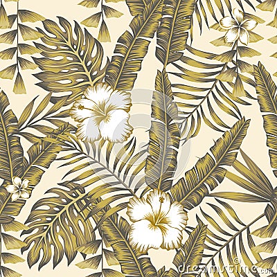Tropical leaves abstract color beige background Vector Illustration