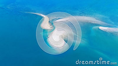 Tropical Fabric Island Sandbank. Aerial view of Koh Pah Island, Phang Nga Thailand Stock Photo