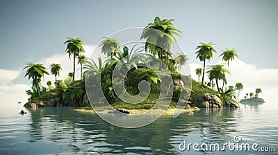 Tropical floating island with palm trees created. Generative ai Stock Photo