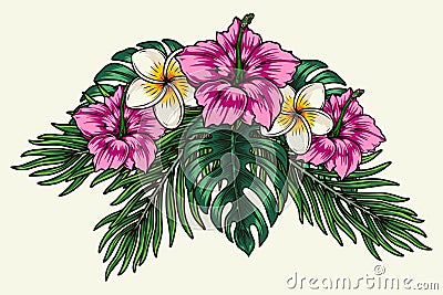 Tropical floral bouquet colorful concept Vector Illustration