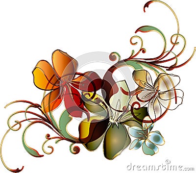 Tropical floral scroll Stock Photo