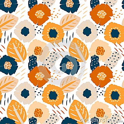 Tropical floral seamless pattern Vector Illustration