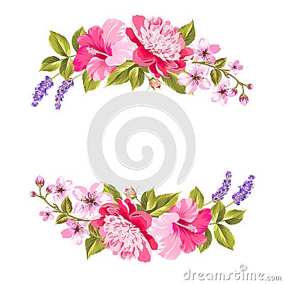 Tropical flower garland. Vector Illustration