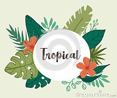 Tropical flower and tropical leaf element Stock Photo