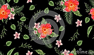 Tropical flowers with leaf background Stock Photo