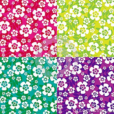 Tropical flowers patterns Vector Illustration