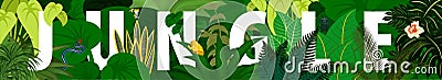 Tropical foliage. Floral background. Vector jungle rainforest banner Vector Illustration