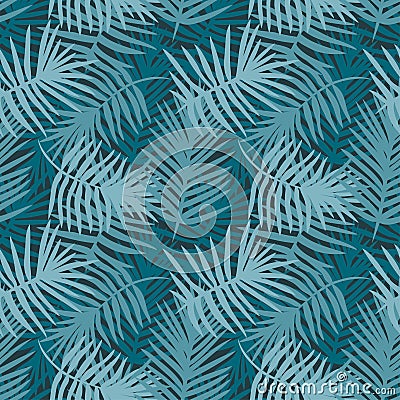 Tropical forest decorative turquoise pattern Vector Illustration