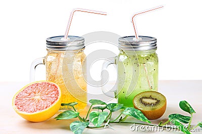 Tropical fruits drinks Stock Photo