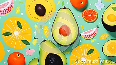Tropical fruits. Retro style food poster Stock Photo