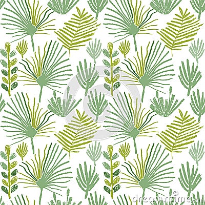 Tropical greenery flower, seamless pattern Vector Illustration