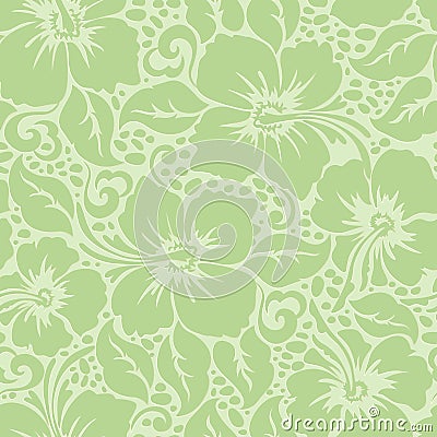 Tropical Hawaiian hibiscus floral seamless pattern Vector Illustration