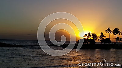 Tropical Hawaiian sunset Stock Photo