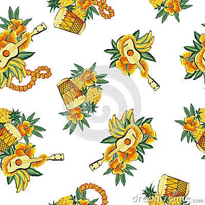 Tropical image in a pattern, Cartoon Illustration