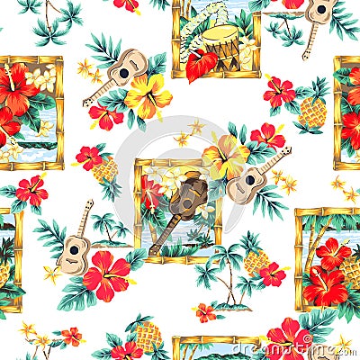 Tropical image in a pattern, Cartoon Illustration