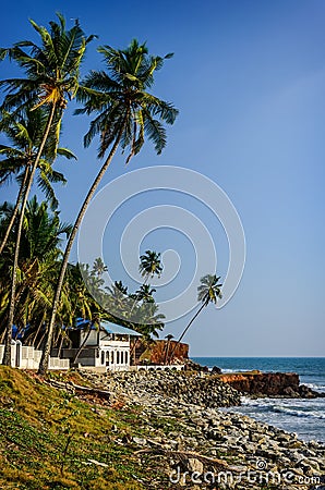 Tropical Indian village in Varkala, Kerala, India Stock Photo