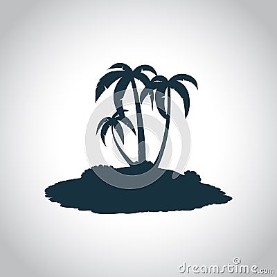 Tropical island black icon Vector Illustration