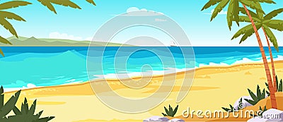 Tropical island flat vector color illustration Vector Illustration