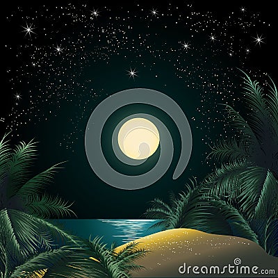 The Tropical Island Vector Illustration