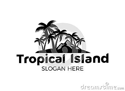 Tropical Island Logo Design Inspiration. Vector Illustration