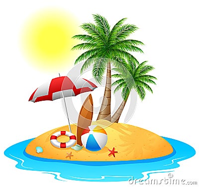 Tropical island with palm trees Vector Illustration