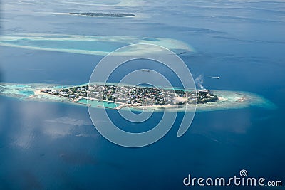 Tropical islands and atolls in Maldives Stock Photo