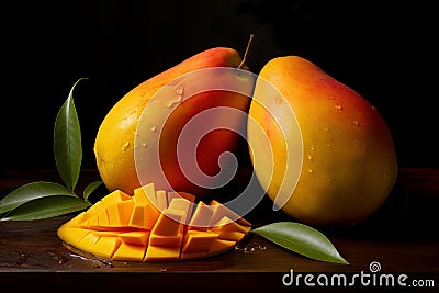 Tropical Juicy mango. Generate Ai Stock Photo