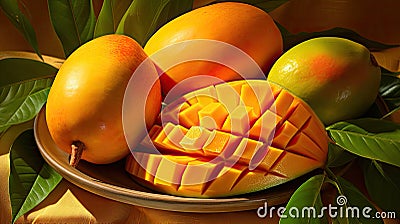 tropical juicy mango fruit Cartoon Illustration