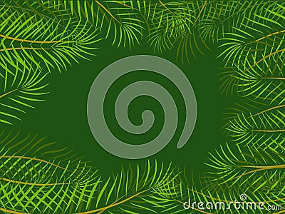 Tropical jungle with leaves background Vector Illustration