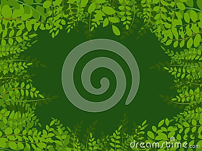 Tropical jungle with leaves background Cartoon Illustration