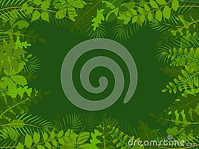 Tropical jungle with leaves background Vector Illustration