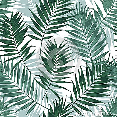 Tropical jungle seamless pattern with palm leaves. Summer fabric floral design, vector illustration background. Vector Illustration