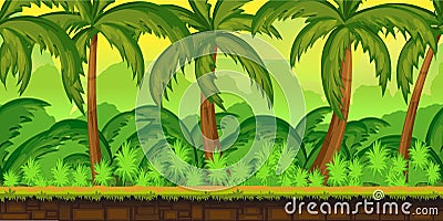 Tropical jungles Landscape For UI Game Vector Illustration