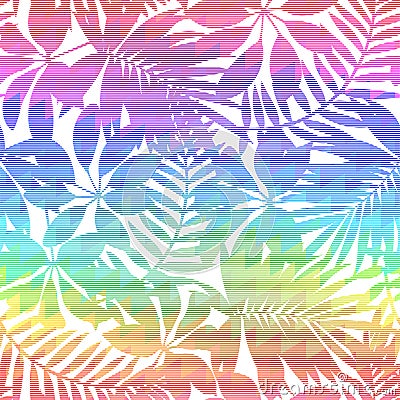 Tropical leaf chevron rainbow seamless pattern Vector Illustration