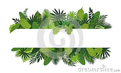Tropical leafs concept banner, cartoon style Vector Illustration